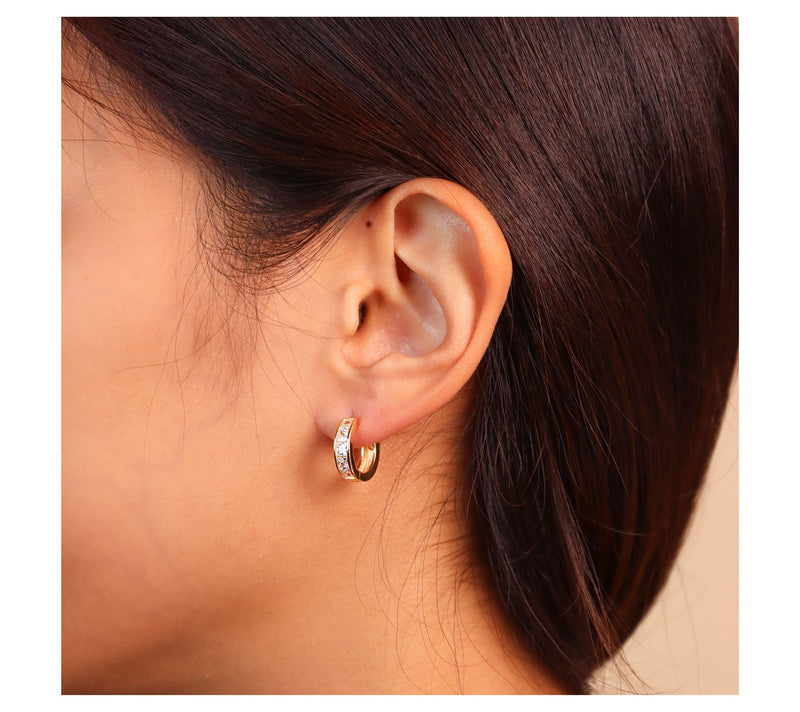Diamonique 1.00 cttw Huggie Hoop Earrings, Sterling — View 3