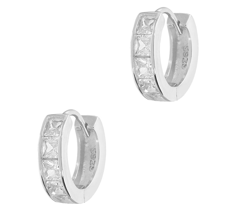 Diamonique 1.00 cttw Huggie Hoop Earrings, Sterling — View 2