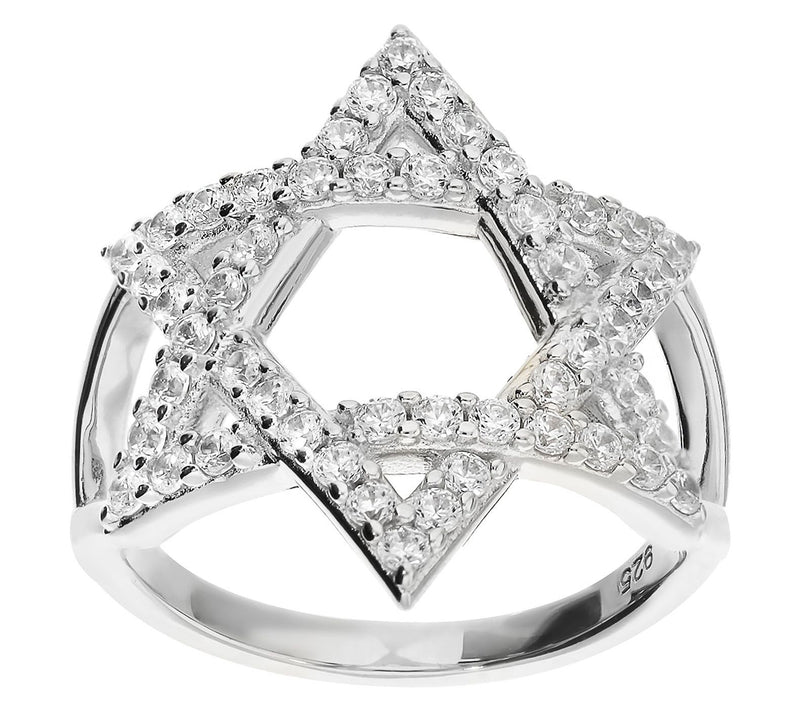 Diamonique 0.75 cttw Star Of David Ring, Sterling Silver — View 7