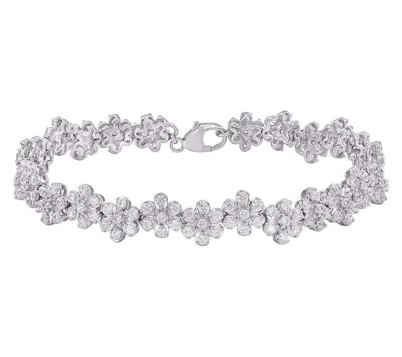 Affinity Diamonds 4.00 cttw Flower Station Bracelet, Sterling — View 3