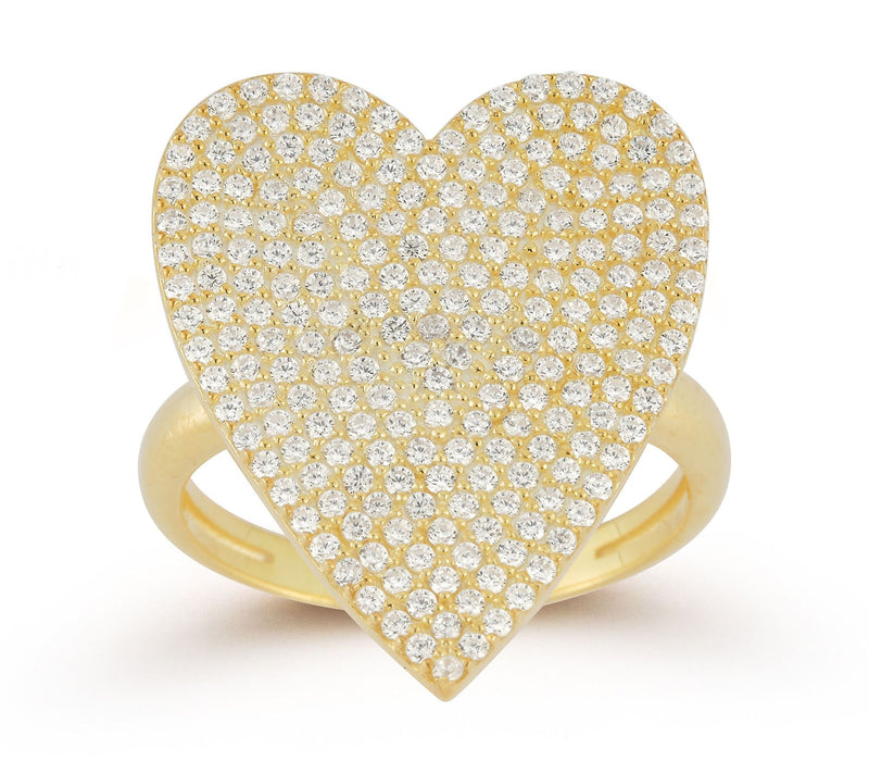 Sterlina Silver Pave Flat Heart Ring, Sterling — View 3