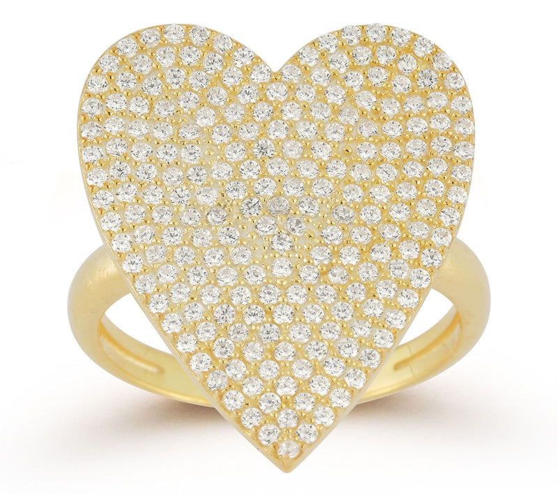 Sterlina Silver Pave Flat Heart Ring, Sterling — View 4