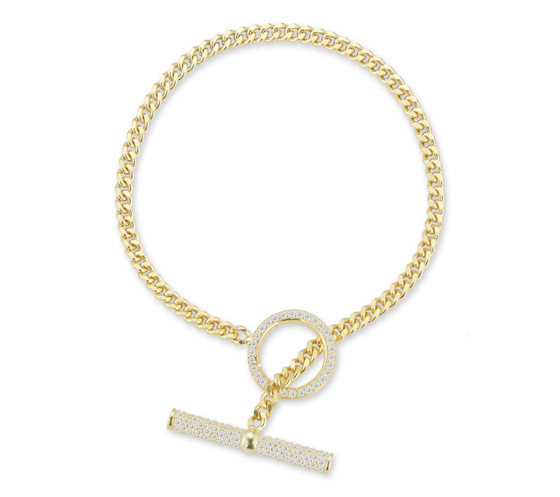 Sterlina Silver Pave Toggle Curb Chain Bracelet, Sterling — View 8