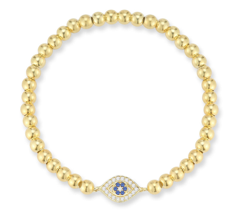 Sterlina Silver Pave Evil Eye Stretch Ball Bracelet, Sterling — View 8