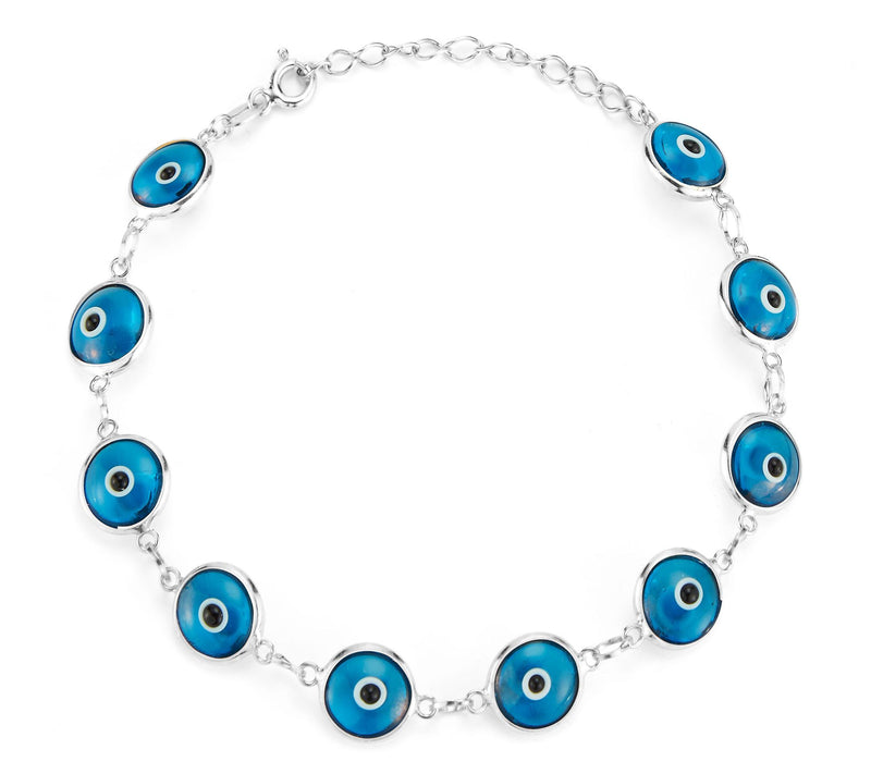 Sterlina Silver Blue Enamel Evil Eye Bracelet,Sterling — View 7