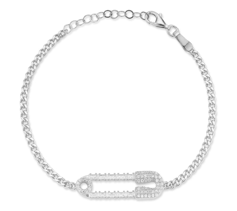 Sterlina Silver Pave Safety Pin Bracelet, Sterling — View 7