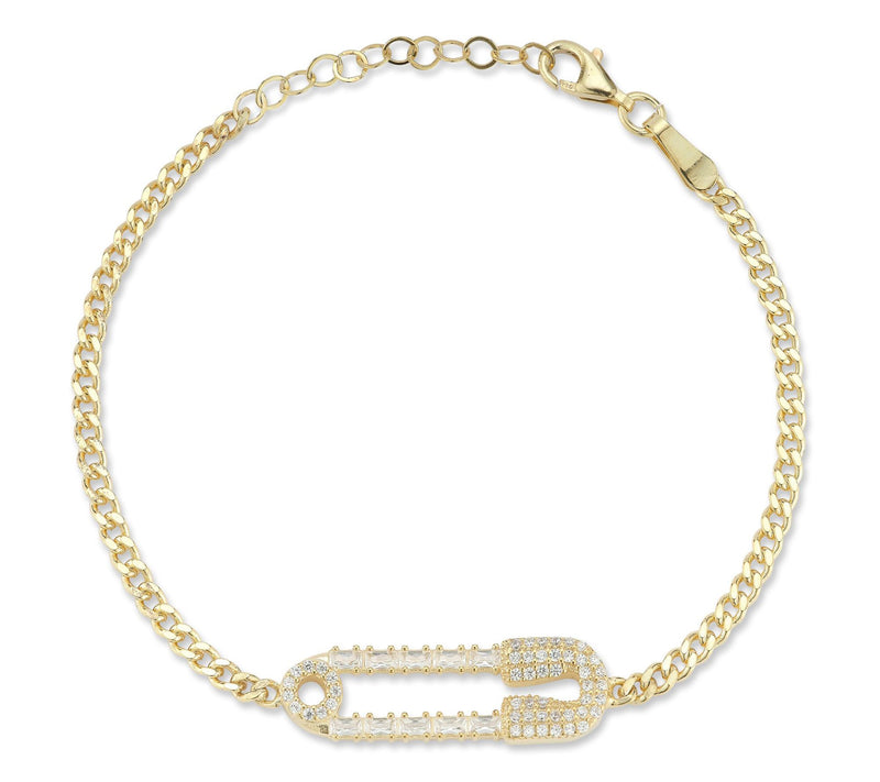 Sterlina Silver Pave Safety Pin Bracelet, Sterling — View 8