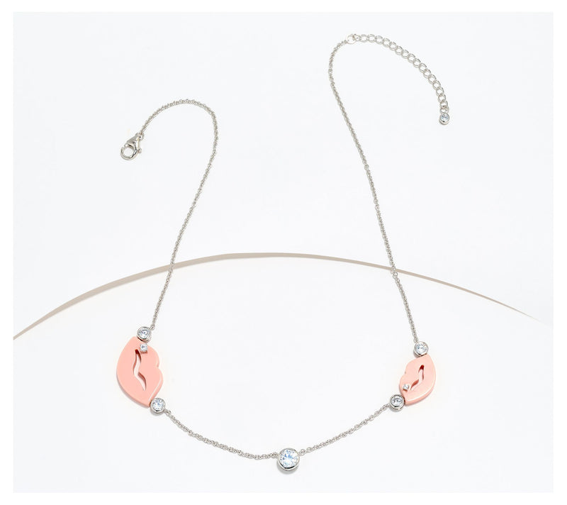 Diamonique x Melissa McGoff Lips Motif Necklace, Sterling Silver — View 9