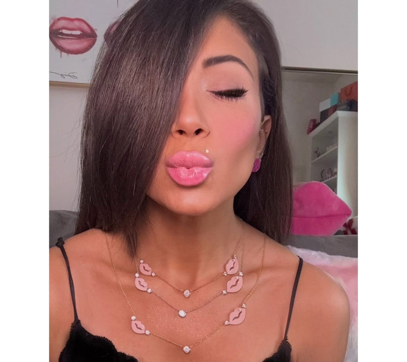 Diamonique x Melissa McGoff Lips Motif Necklace, Sterling Silver — View 4