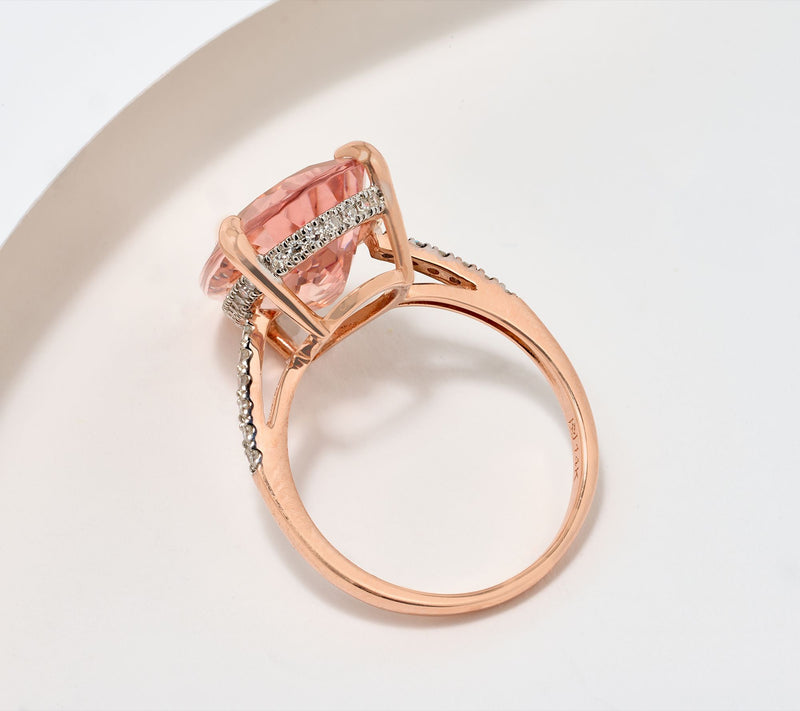 Vault Discoveries Peachy Pink Pear Morganite Ring, 14K — View 3