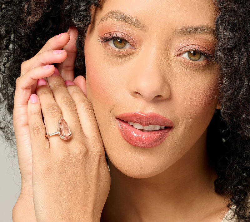 Vault Discoveries Peachy Pink Pear Morganite Ring, 14K — View 4