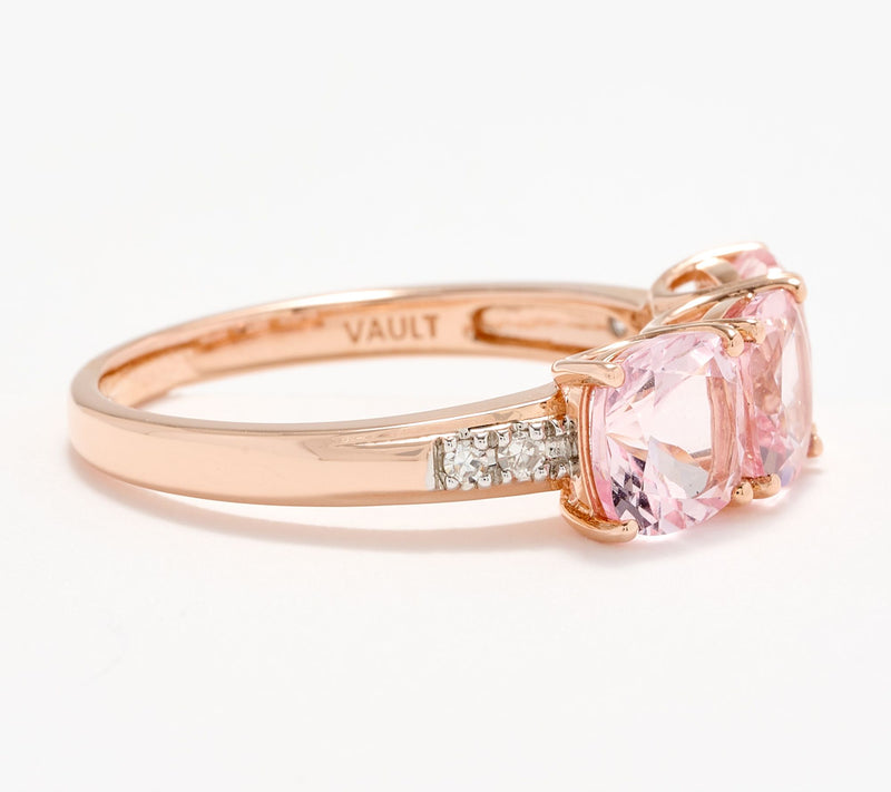Vault Discoveries Morganite Cushion Band Ring, 14K Gold — View 2