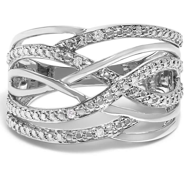 Haus of Brilliance Diamond Accent Crossover Ring, Sterling — Main view