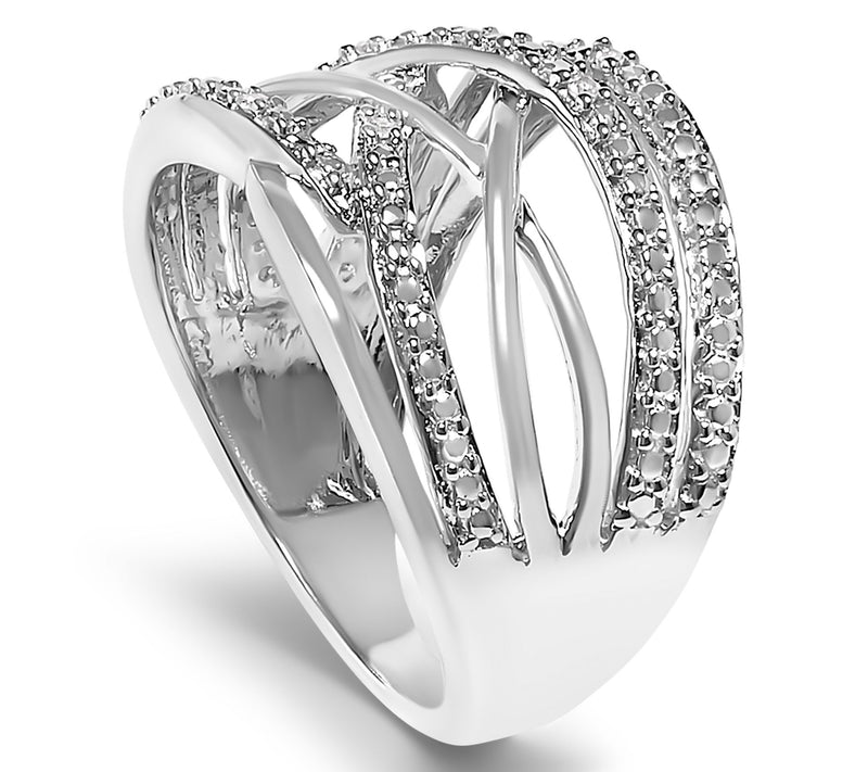 Haus of Brilliance Diamond Accent Crossover Ring, Sterling — View 4