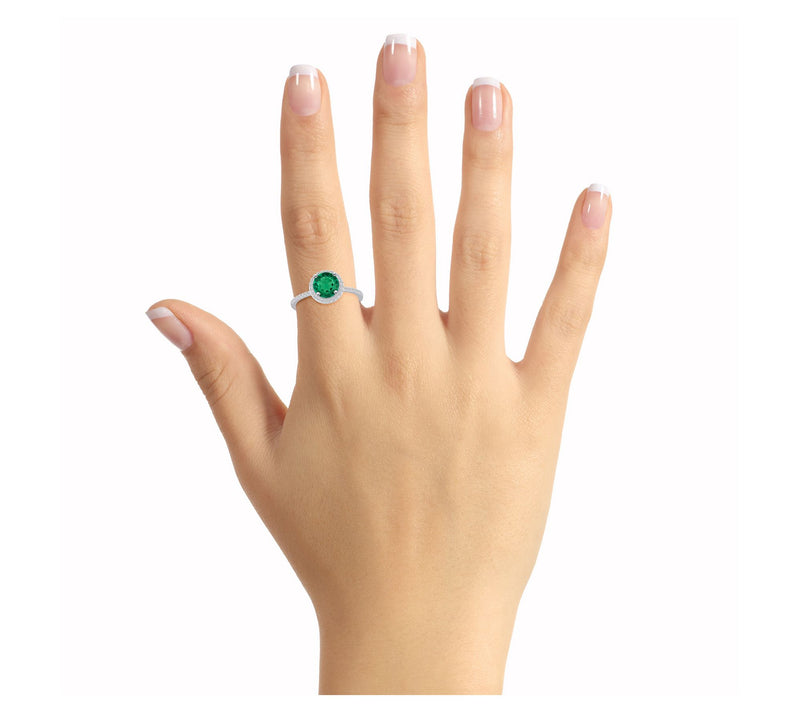 Affinity Gems Round Created Gemstone Ring, 10KWhite Gold — View 4