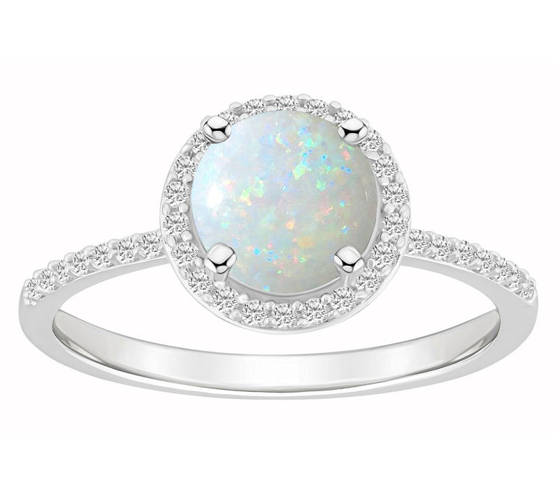 Affinity Gems Round Created Gemstone Ring, 10KWhite Gold — View 10