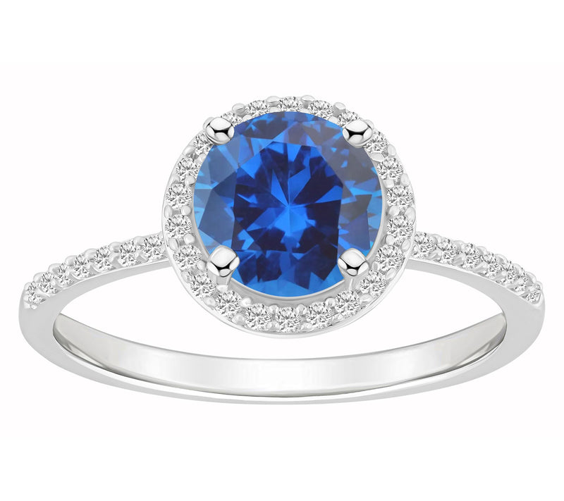 Affinity Gems Round Created Gemstone Ring, 10KWhite Gold — View 12