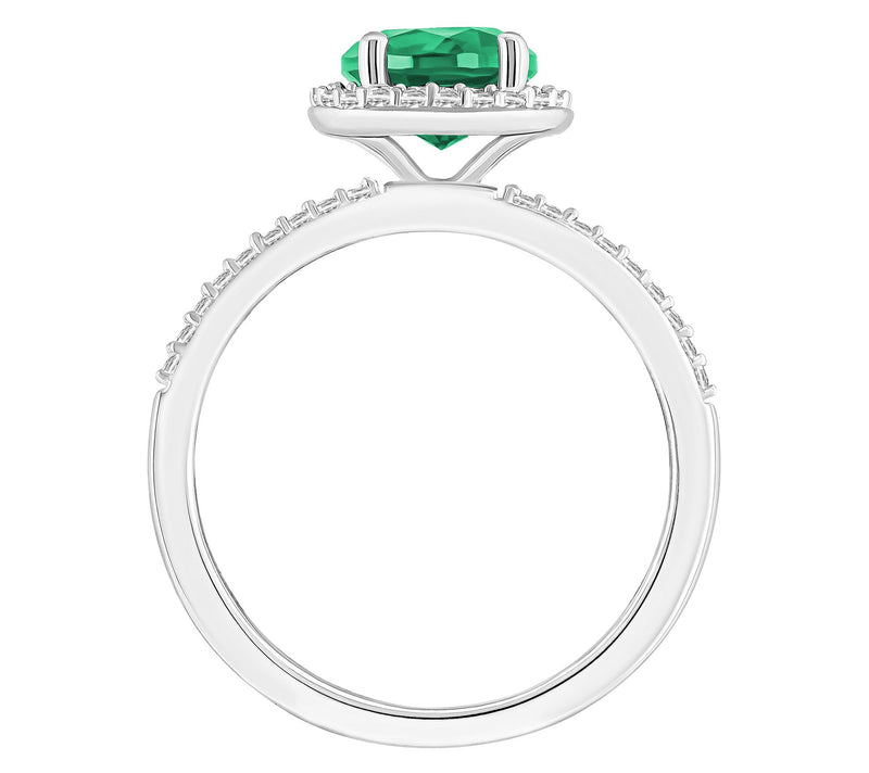 Affinity Gems Round Created Gemstone Ring, 10KWhite Gold — View 2