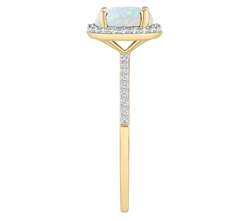 Affinity Gems Round Created Gemstone Halo Ring, 10K Gold — View 3
