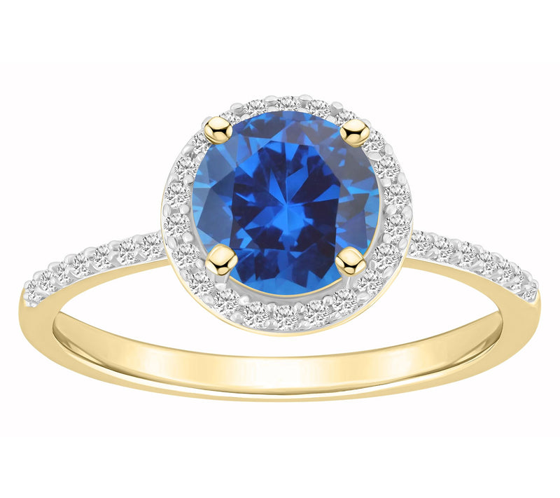 Affinity Gems Round Created Gemstone Halo Ring, 10K Gold — View 12