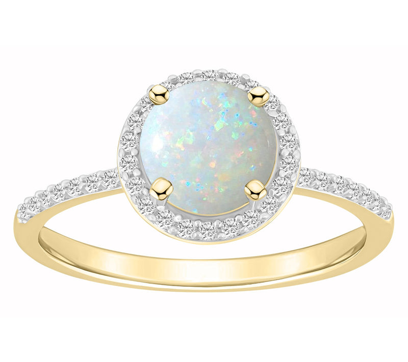 Affinity Gems Round Created Gemstone Halo Ring, 10K Gold — Main view