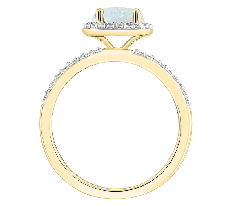 Affinity Gems Round Created Gemstone Halo Ring, 10K Gold — View 2