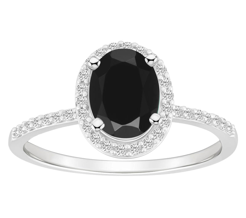 Affinity Gems Oval Gemstone Halo Ring, 10K White Gold — View 13