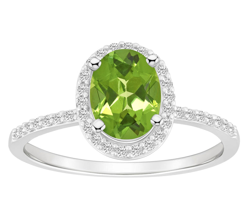 Affinity Gems Oval Gemstone Halo Ring, 10K White Gold — View 15