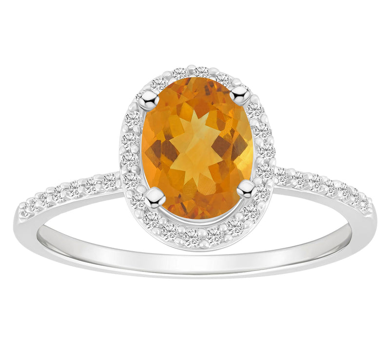 Affinity Gems Oval Gemstone Halo Ring, 10K White Gold — Main view