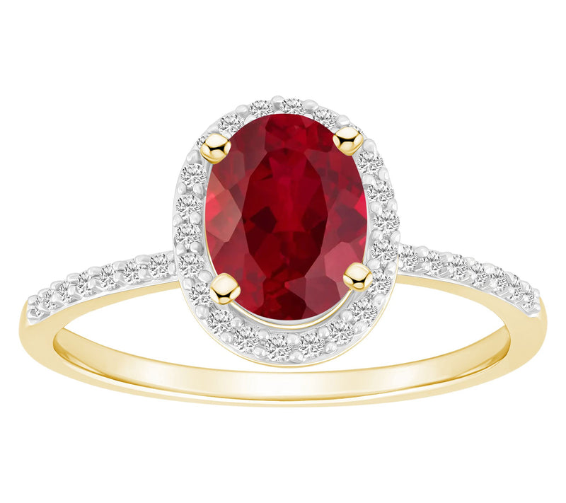 Affinity Gems Oval Created Gemstone Halo Ring, 10K Gold — View 9