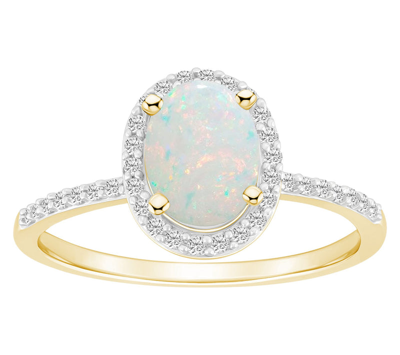 Affinity Gems Oval Created Gemstone Halo Ring, 10K Gold — View 10