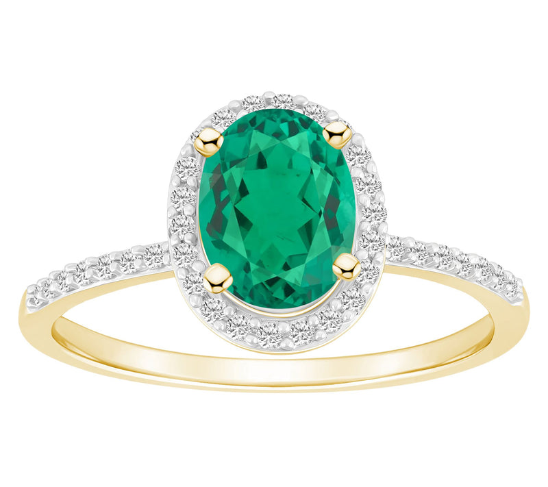 Affinity Gems Oval Created Gemstone Halo Ring, 10K Gold — View 11