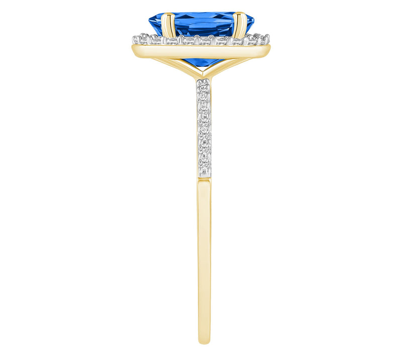 Affinity Gems Oval Created Gemstone Halo Ring, 10K Gold — View 3