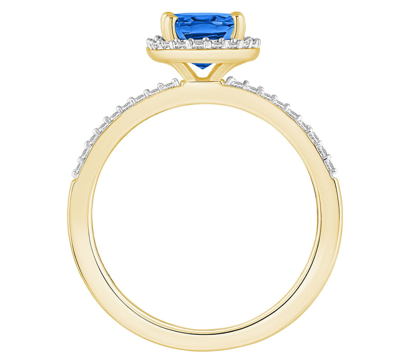 Affinity Gems Oval Created Gemstone Halo Ring, 10K Gold — View 2