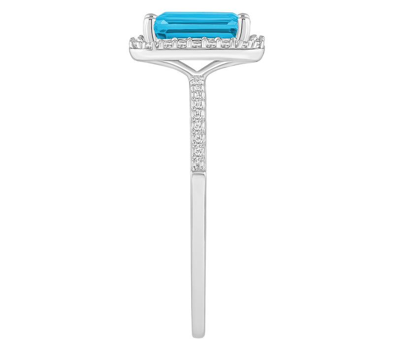 Affinity Gems Emerald Cut Gemstone Halo Ring, 10K White Gold — View 3