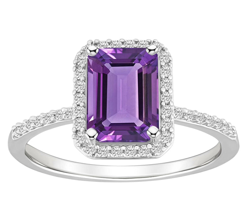 Affinity Gems Emerald Cut Gemstone Halo Ring, 10K White Gold — View 11