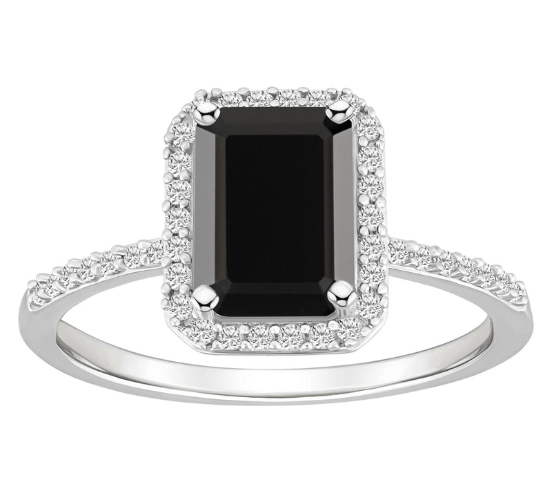 Affinity Gems Emerald Cut Gemstone Halo Ring, 10K White Gold — View 13