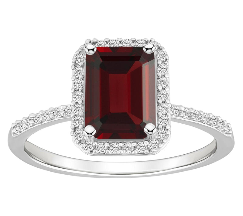 Affinity Gems Emerald Cut Gemstone Halo Ring, 10K White Gold — View 14