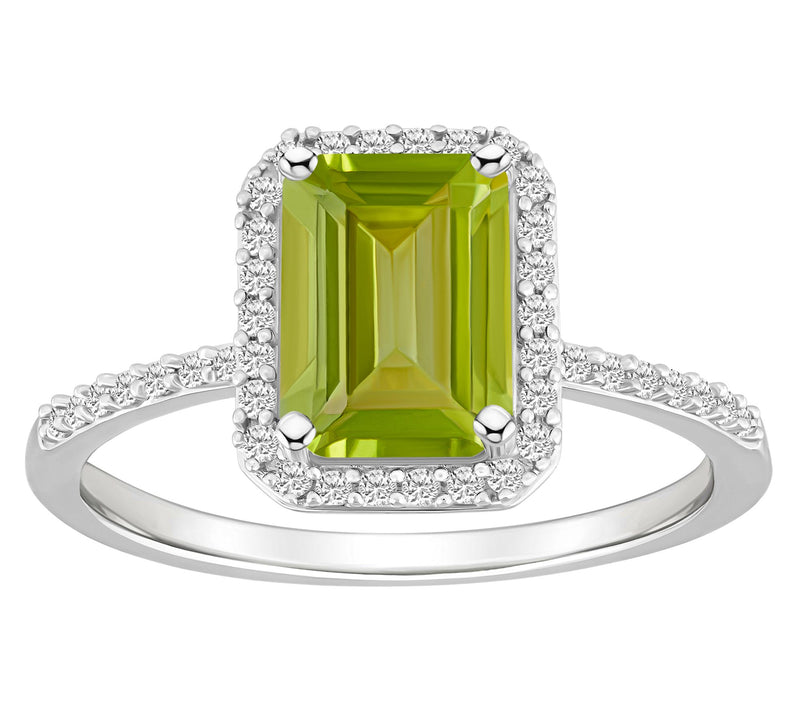 Affinity Gems Emerald Cut Gemstone Halo Ring, 10K White Gold — View 15