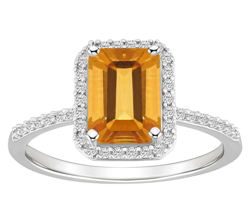 Affinity Gems Emerald Cut Gemstone Halo Ring, 10K White Gold — View 16