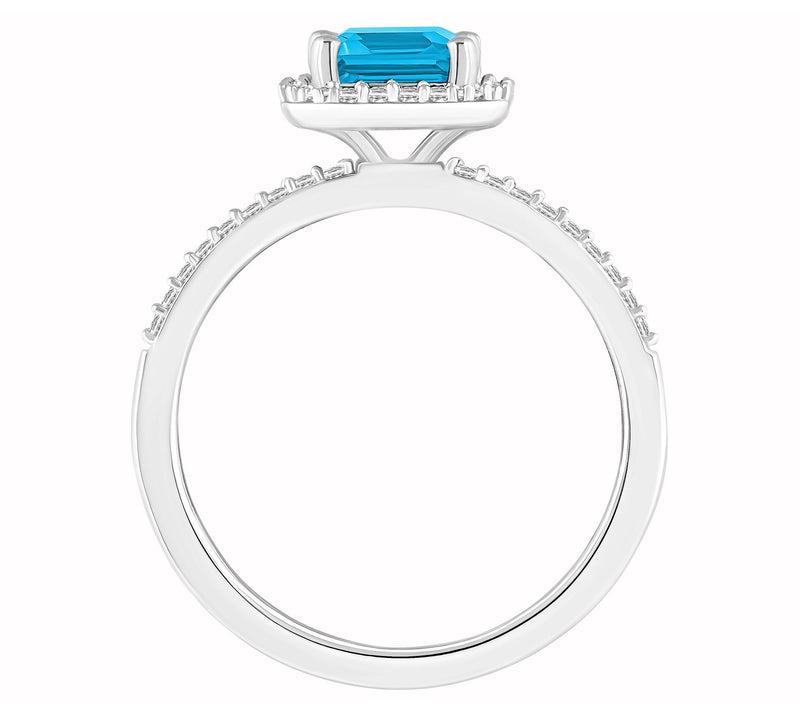 Affinity Gems Emerald Cut Gemstone Halo Ring, 10K White Gold — View 2