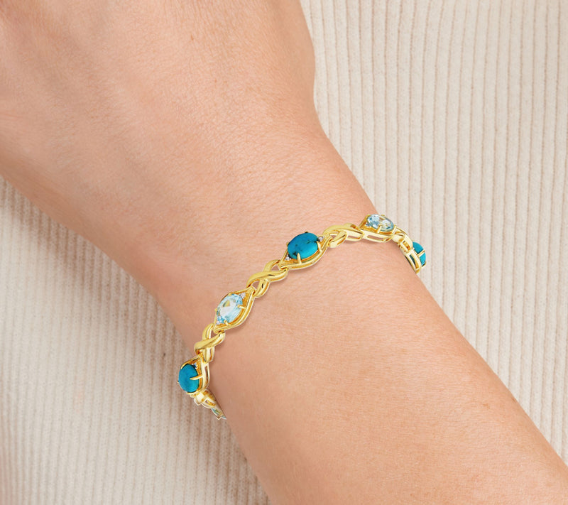 Affinity Gems Turquoise & Topaz Bracelet, 18K Gold Plated — View 4