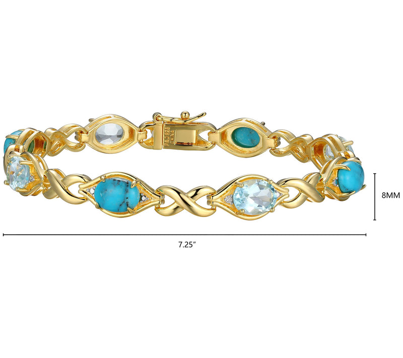 Affinity Gems Turquoise & Topaz Bracelet, 18K Gold Plated — View 5