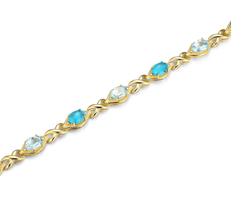 Affinity Gems Turquoise & Topaz Bracelet, 18K Gold Plated — View 2
