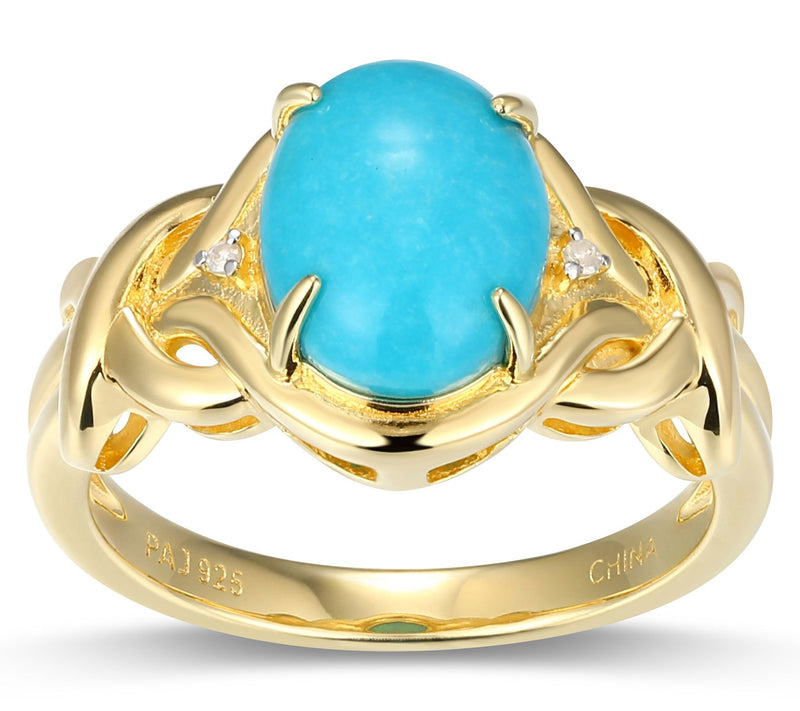 Affinity Gems Turquoise & Diamond Ring, 18K Gold Plated — Main view