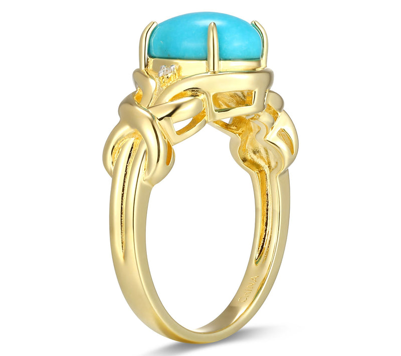 Affinity Gems Turquoise & Diamond Ring, 18K Gold Plated — View 3