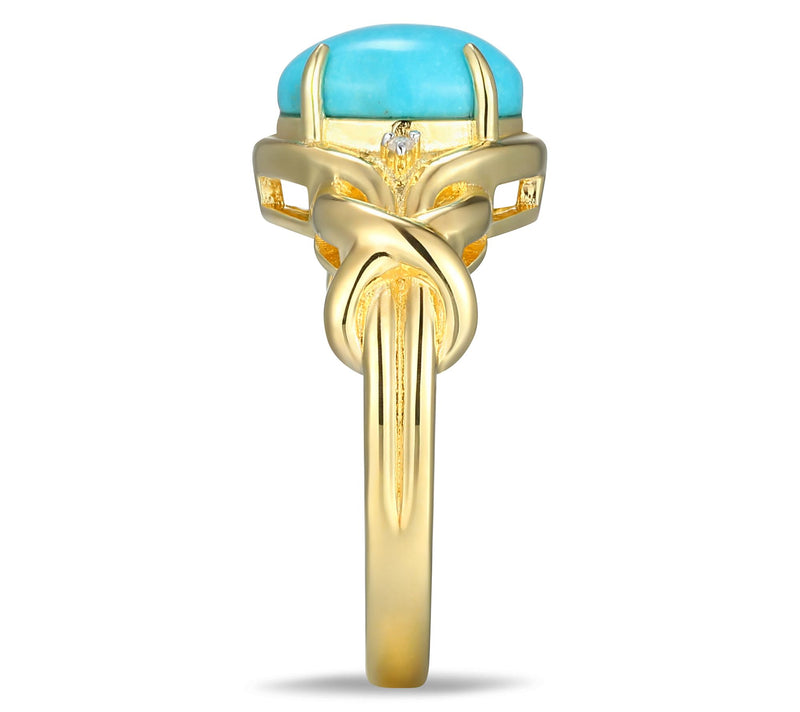 Affinity Gems Turquoise & Diamond Ring, 18K Gold Plated — View 4