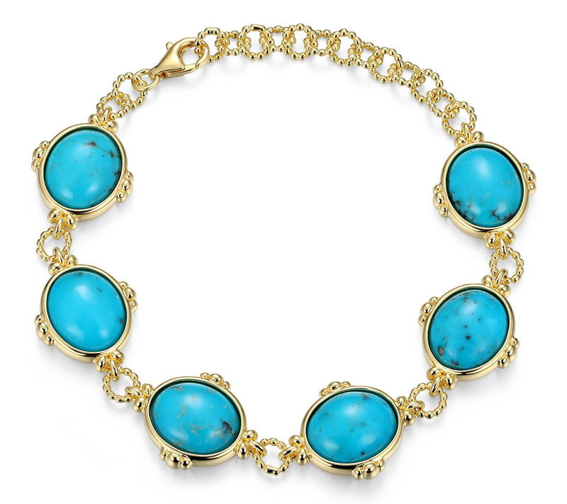 Affinity Gems Turquoise Link Bracelet,18K GoldPlated — Main view