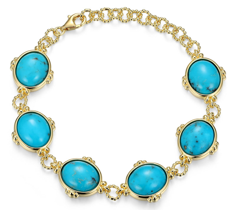 Affinity Gems Turquoise Link Bracelet,18K GoldPlated — View 7