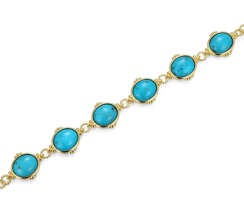 Affinity Gems Turquoise Link Bracelet,18K GoldPlated — View 2